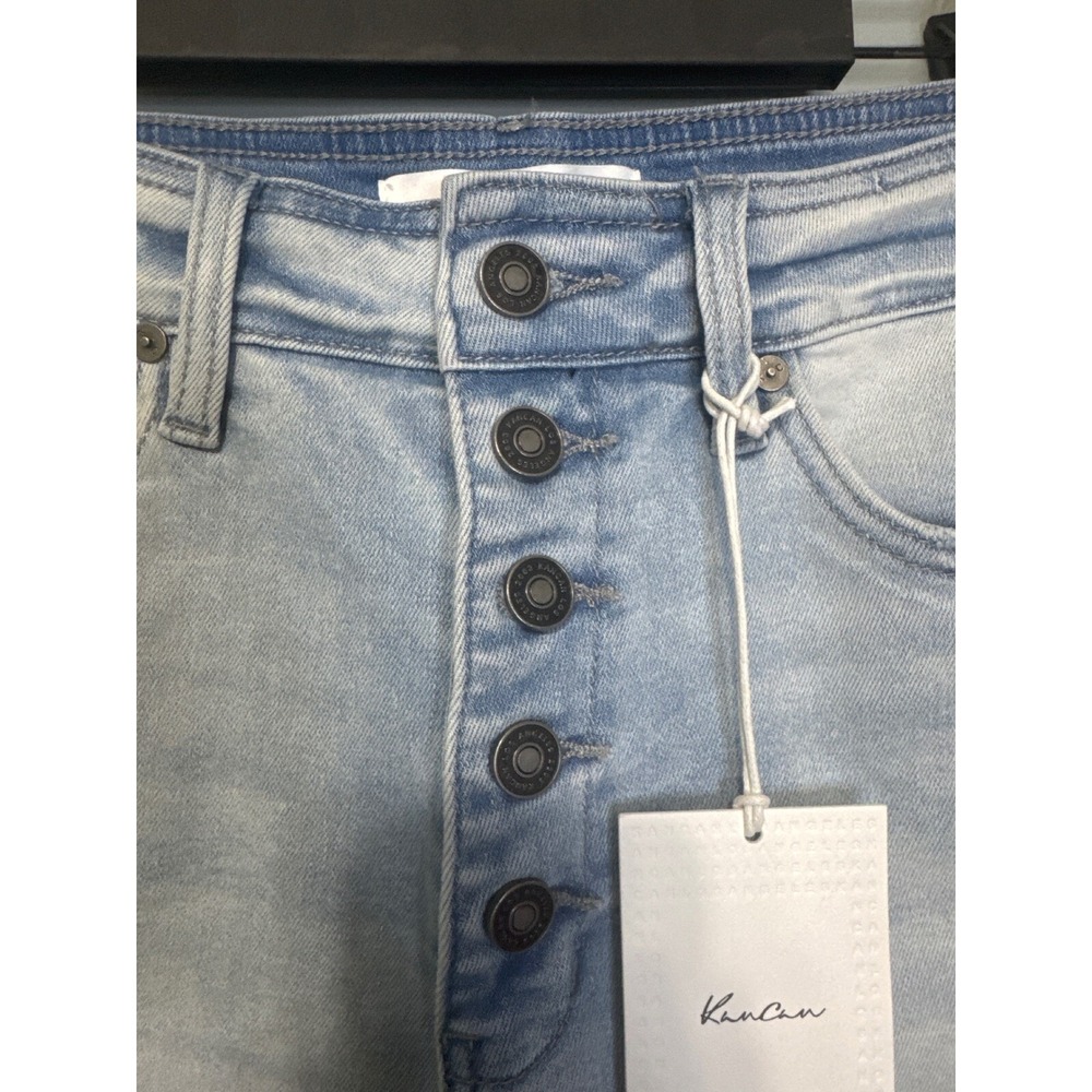Kan Can Denim Shorts High Rise Button Fly Distressed Frayed Hem‎ Size 28 - Picture 2 of 6